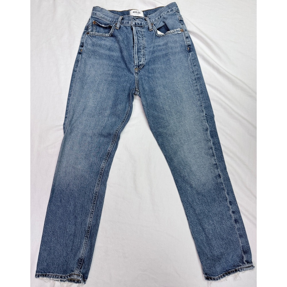 AGOLDE Riley Crop High Rise Straight Leg Jeans Blue Denim 26 A056B-1463